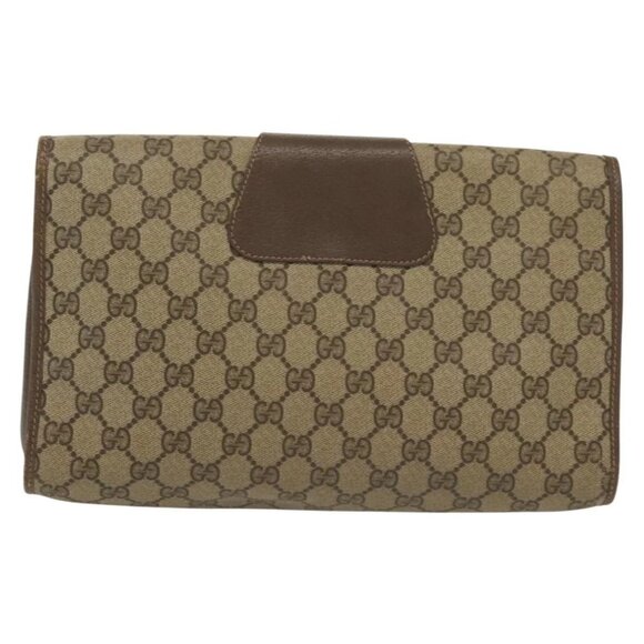 GUCCI GG Supreme Web Sherry Line Clutch Bag PVC Beige 156 01 031 Auth 139574 - Picture 2 of 16